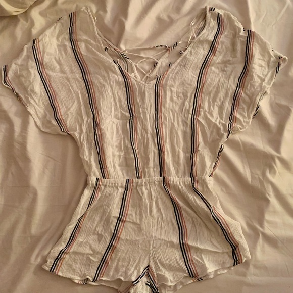 Striped V-Neck Romper - Picture 1 of 2